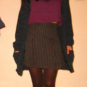 Vintage 90s High-Waisted Pinstripe Pleated Skirt
